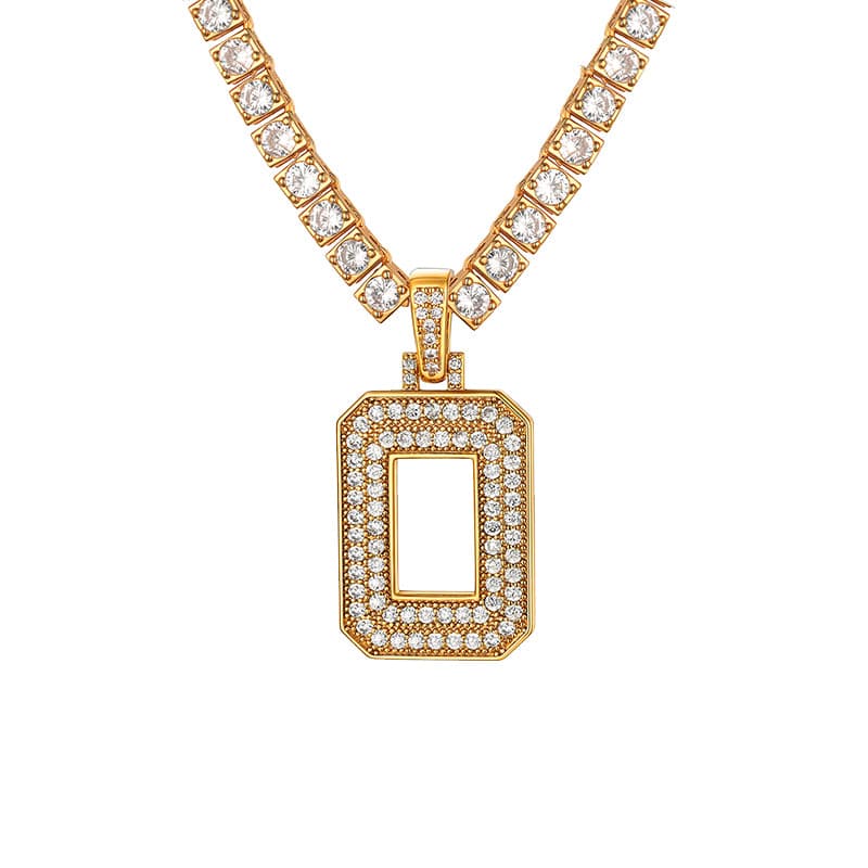 Personalized Gold Plated Full Cubic Zirconia A-Z Letter Initial Necklace 