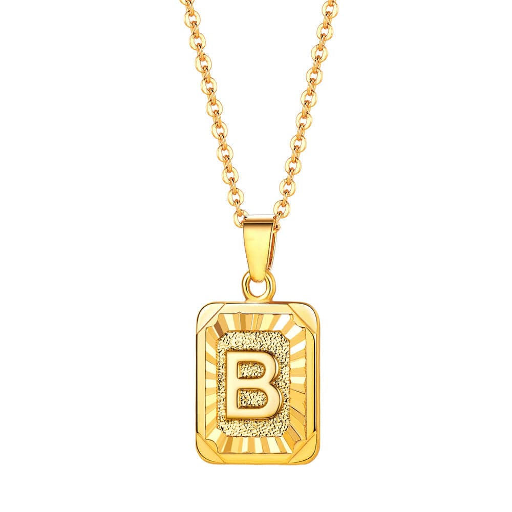 14K Yellow Gold Diamond-Cut Cursive Letter Initial 'B' Pendant with 1.2mm  Rolo Chain - Walmart.com