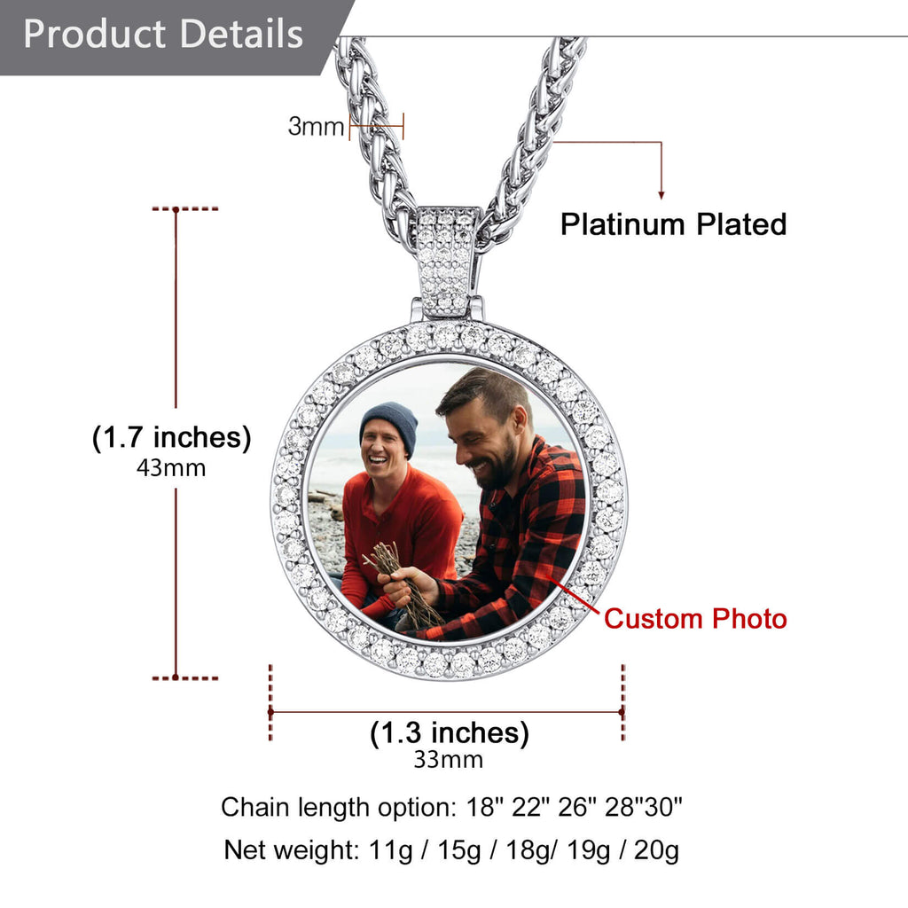 U7 Custom Photo Necklace Personalized Jewelry Stainless Steel Chain 