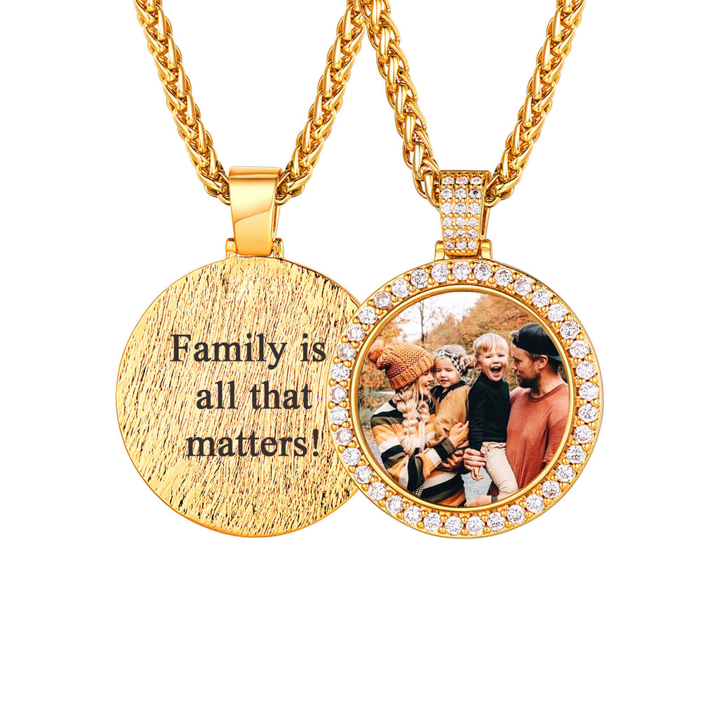 U7 Custom Photo Necklace Personalized Jewelry Stainless Steel Chain 