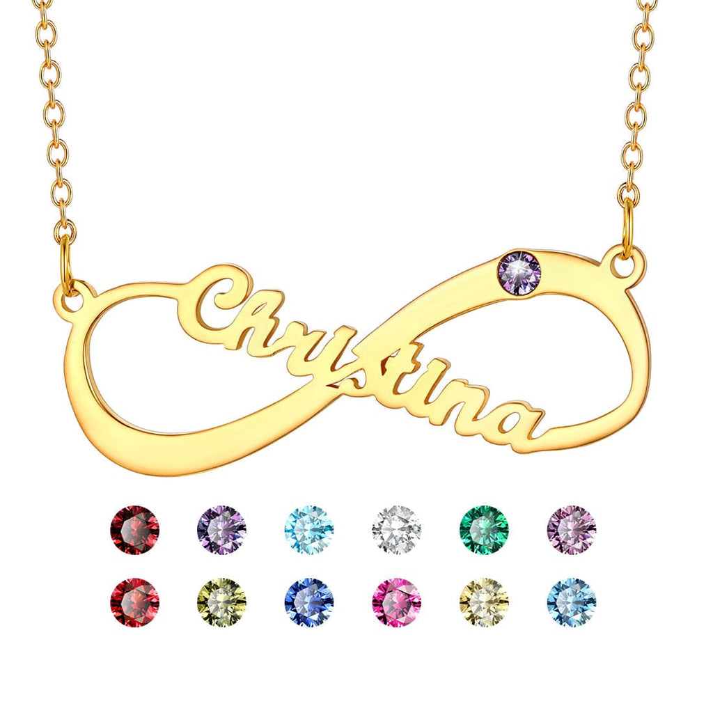 U7 Jewelry Personalized Infinity Name Necklace with Birthstone 