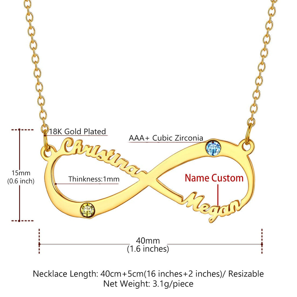 U7 Jewelry Custom Name Necklace Birthstone Infinity Name Plate Necklace 