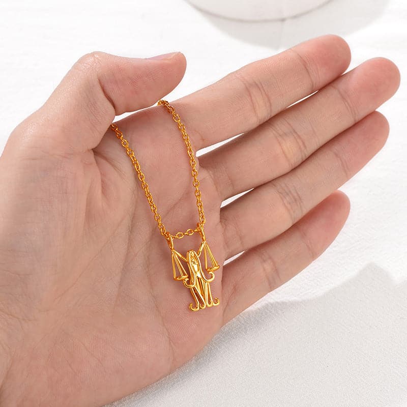 Gold Plated 12 Constellation Libra Necklace Zodiac Astrology Jewelry 