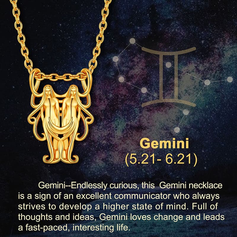 Gold Plated 12 Constellation Necklace Zodiac Astrology Jewelry 