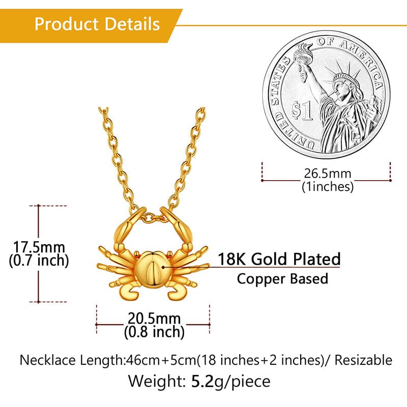 Gold Plated 12 Constellation Cancer Necklace Zodiac Astrology Jewelry 