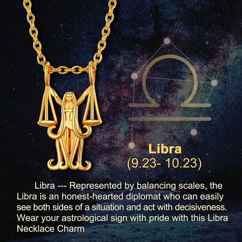 Gold Plated 12 Constellation Necklace Zodiac Astrology Jewelry 