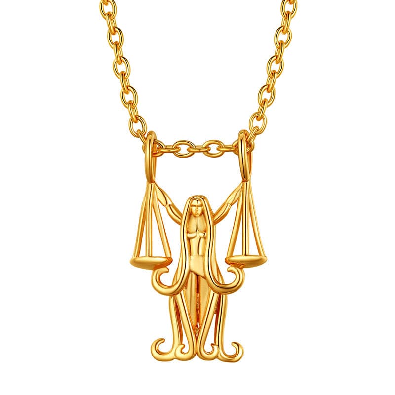 Gold Plated 12 Constellation Libra Necklace Zodiac Astrology Jewelry 