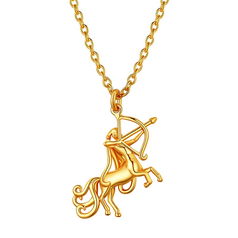 Gold Plated 12 Constellation Sagittarius Necklace Zodiac Astrology Jewelry 