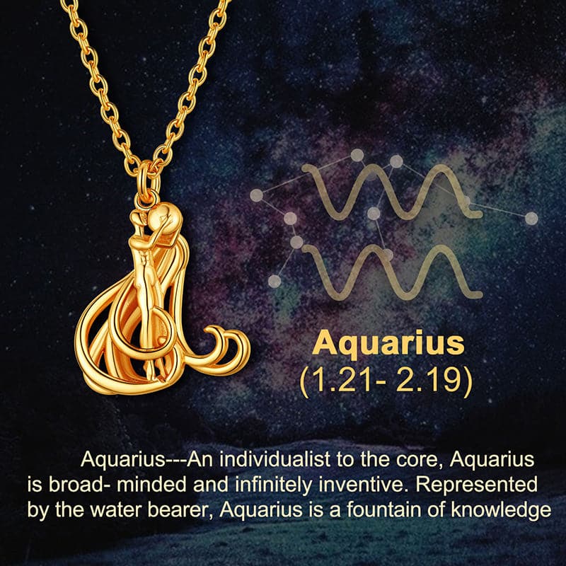 Gold Plated 12 Constellation Cancer Necklace Zodiac Astrology Jewelry 