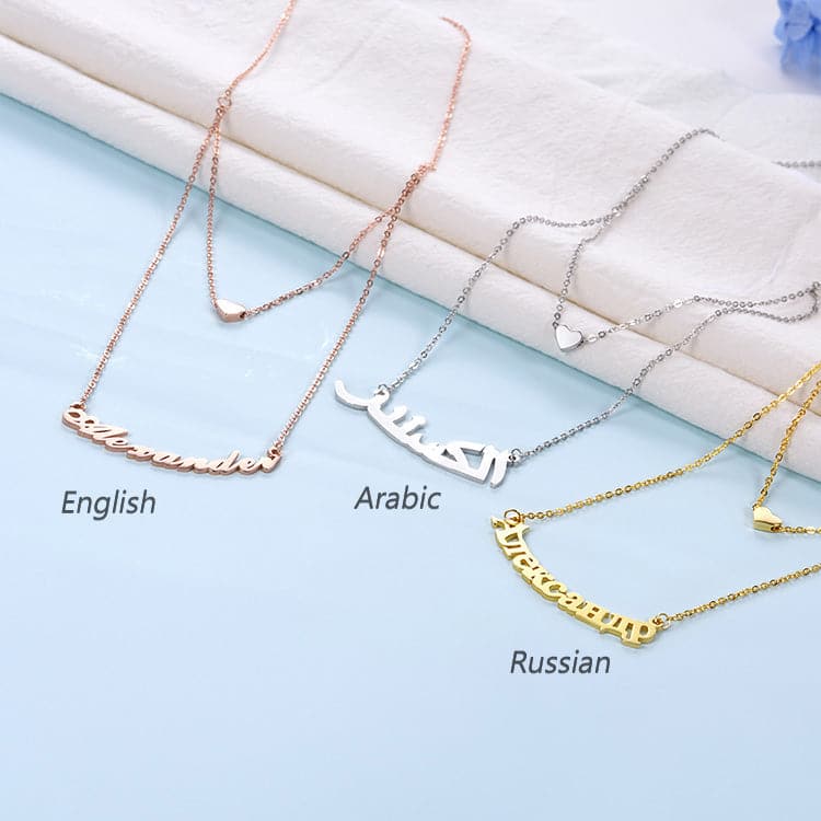 U7 Jewelry S925 Personalized Carrier Name Necklace with Heart 