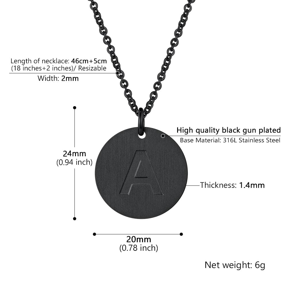 U7 Jewelry Minimalist A-Z Letter Necklace Round Disc Initial Necklace 