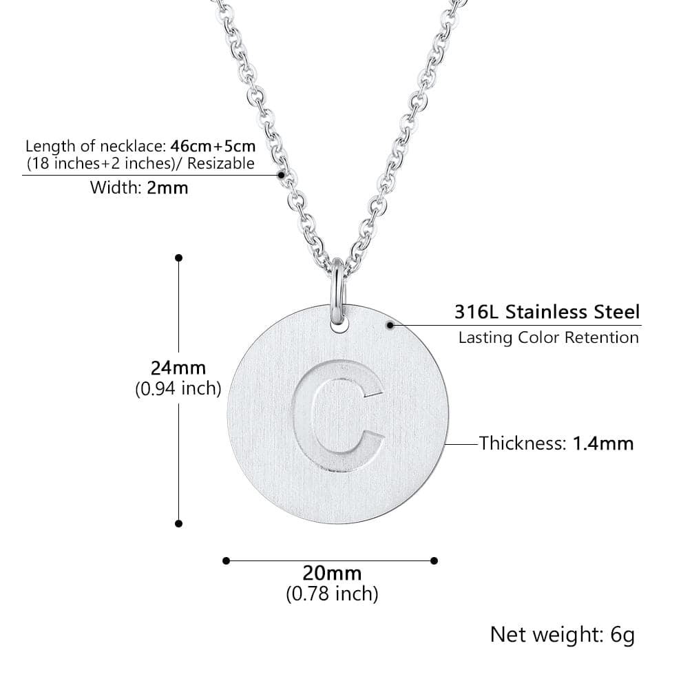 U7 Jewelry Minimalist A-Z Letter Necklace Round Disc Initial Necklace 