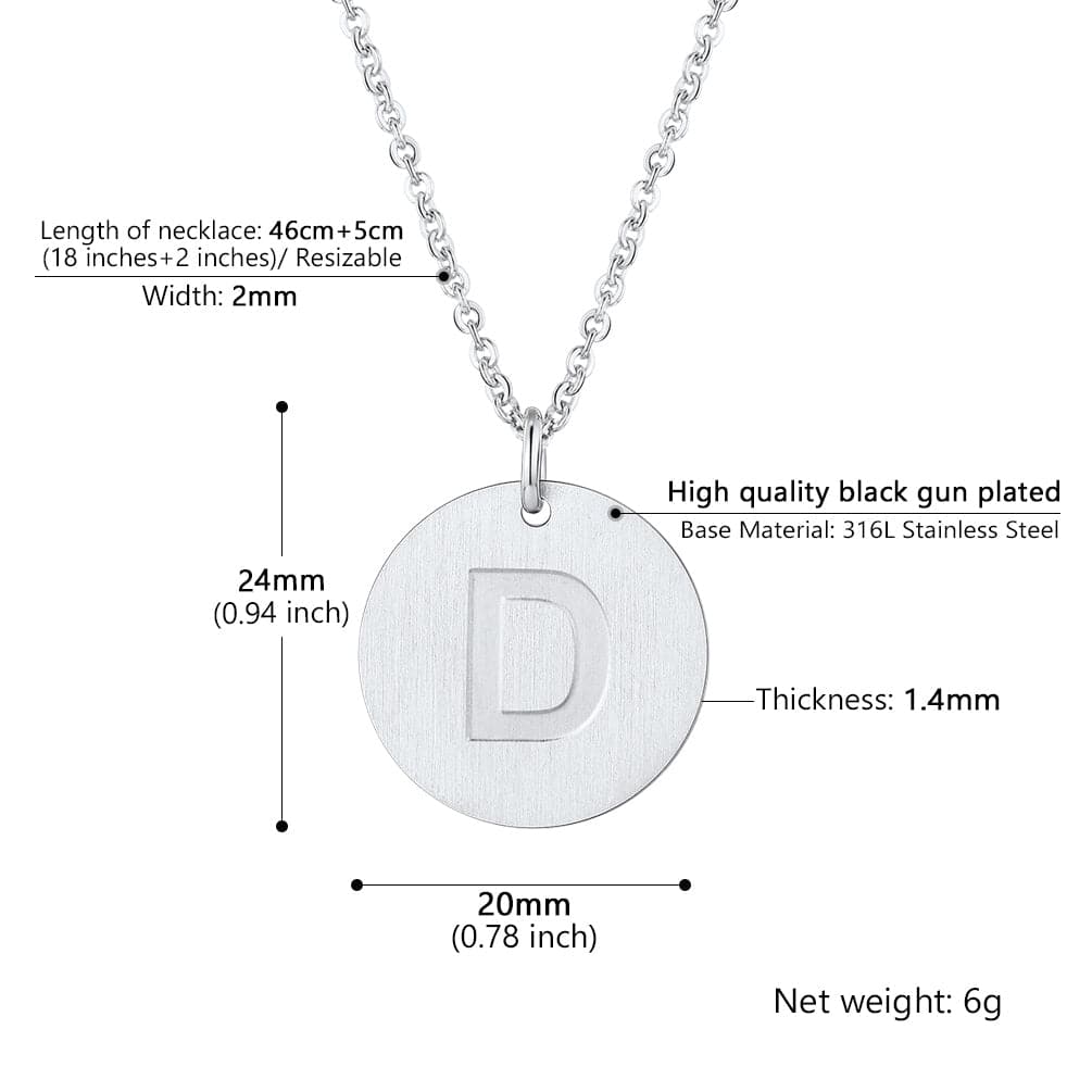 U7 Jewelry Minimalist A-Z Letter Necklace Round Disc Initial Necklace 