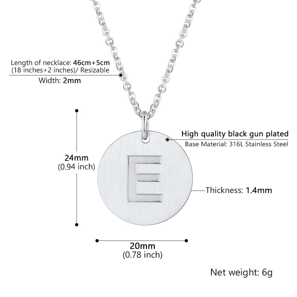 U7 Jewelry Minimalist A-Z Letter Necklace Round Disc Initial Necklace 