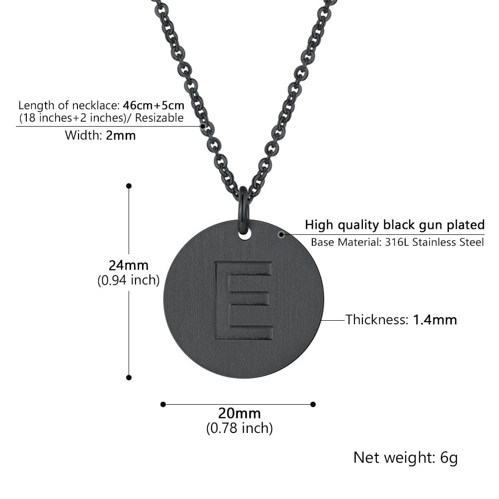 U7 Jewelry Minimalist A-Z Letter Necklace Round Disc Initial Necklace 