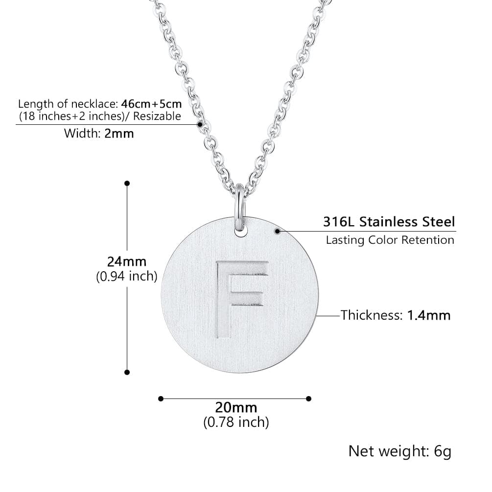 U7 Jewelry Minimalist A-Z Letter Necklace Round Disc Initial Necklace 