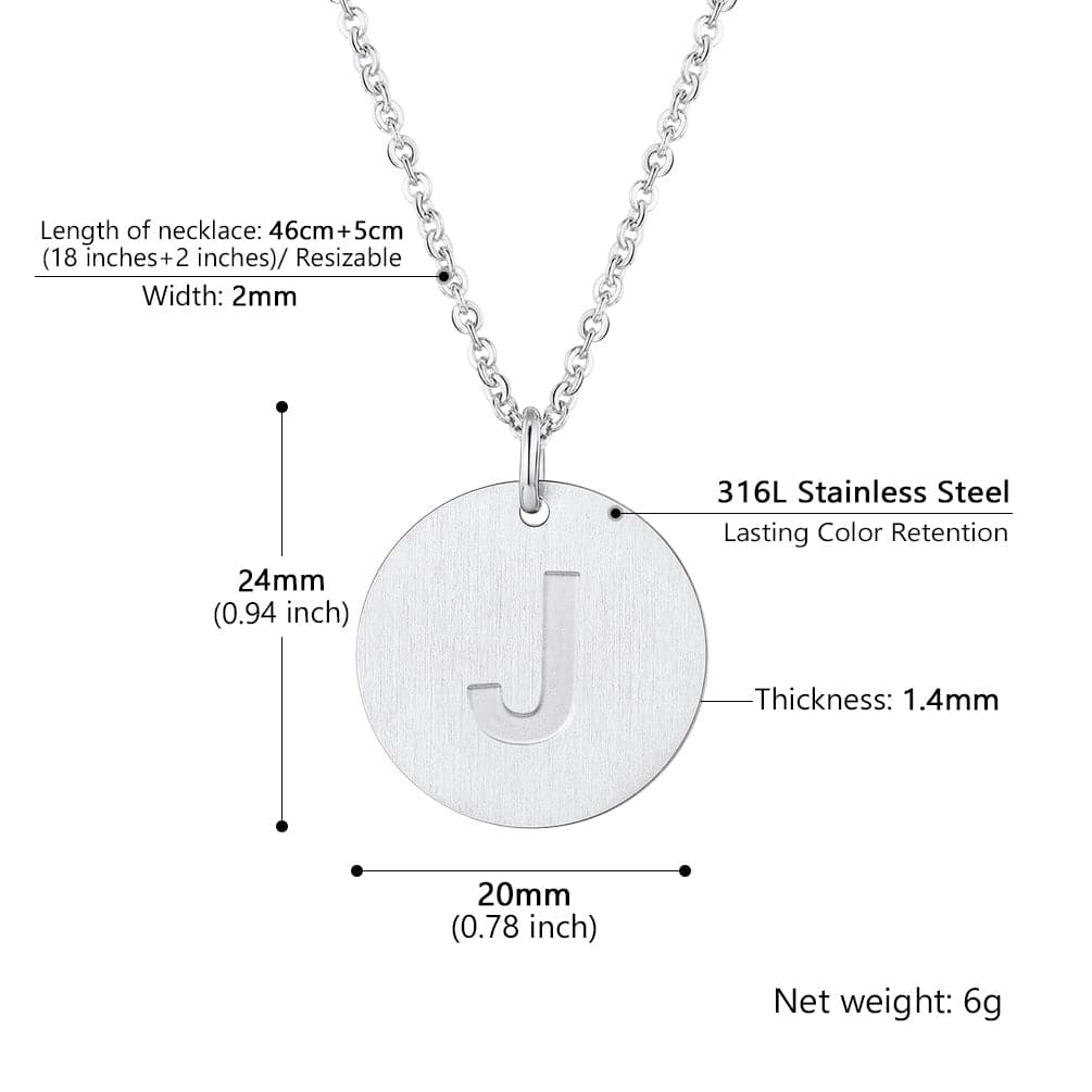 U7 Jewelry Minimalist A-Z Letter Necklace Round Disc Initial Necklace 