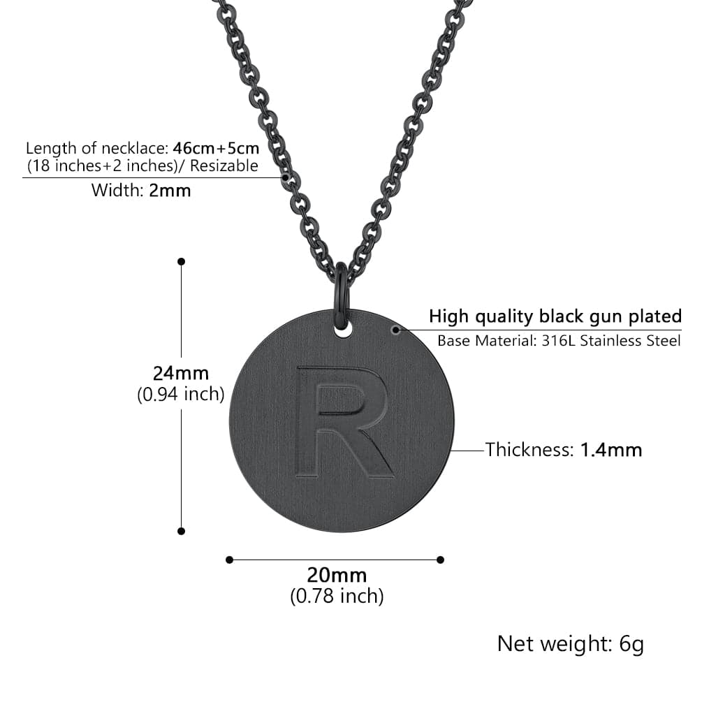 U7 Jewelry Minimalist A-Z Letter Necklace Round Disc Initial Necklace 