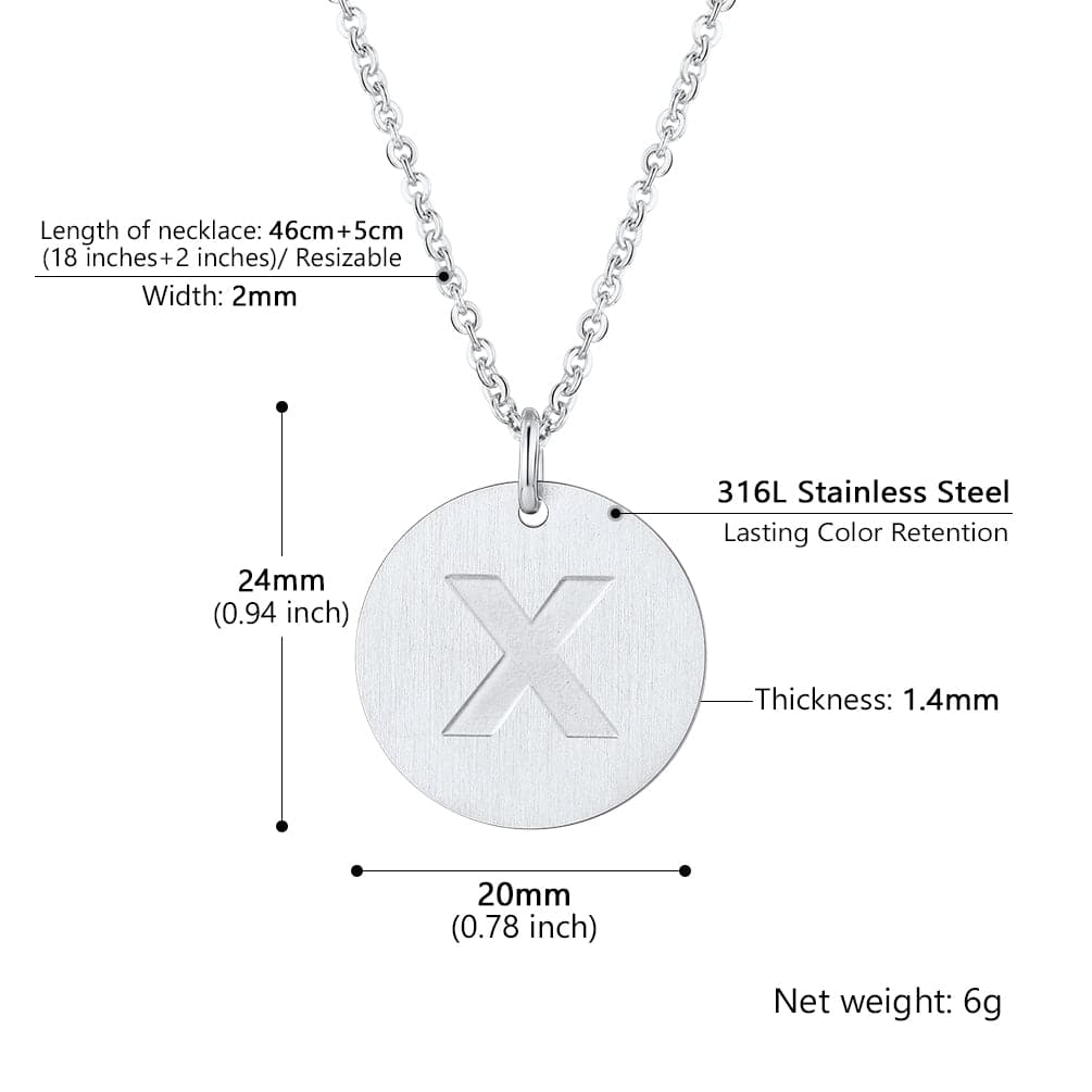 U7 Jewelry Minimalist A-Z Letter Necklace Round Disc Initial Necklace 