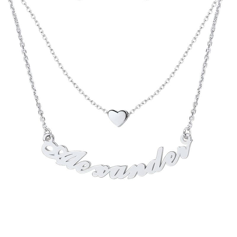 U7 Jewelry S925 Personalized Carrier Name Necklace with Heart 