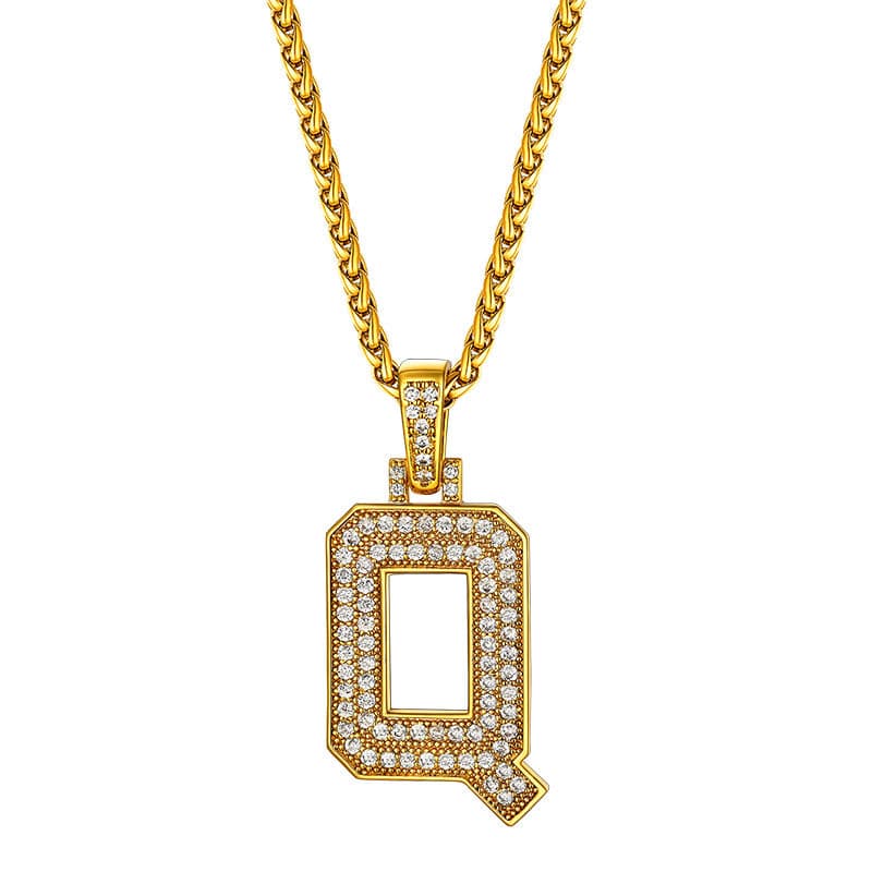 Personalized Gold Plated Full Cubic Zirconia A-Z Letter Initial Necklace 