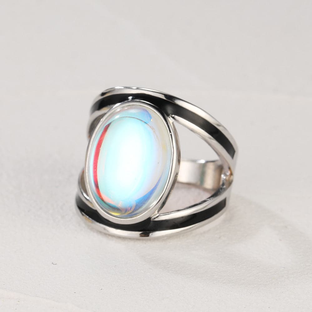 Moonstone Ring Engagement Ring Platinum Plated 