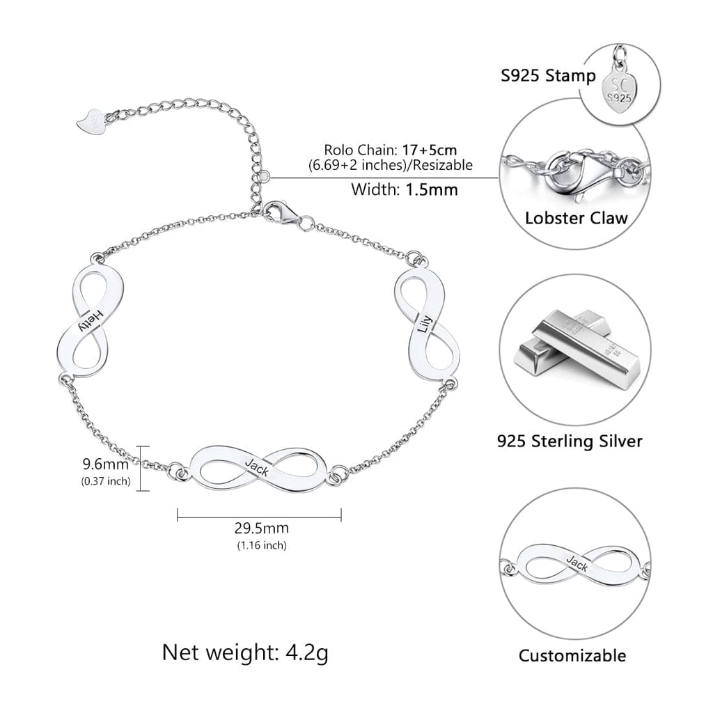 925 Sterling Silver Engraved Infinity Anklet For Women Summer Beach Anklets 