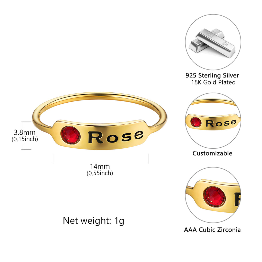 Women Solid Gold Personalized Custom Name Ring 