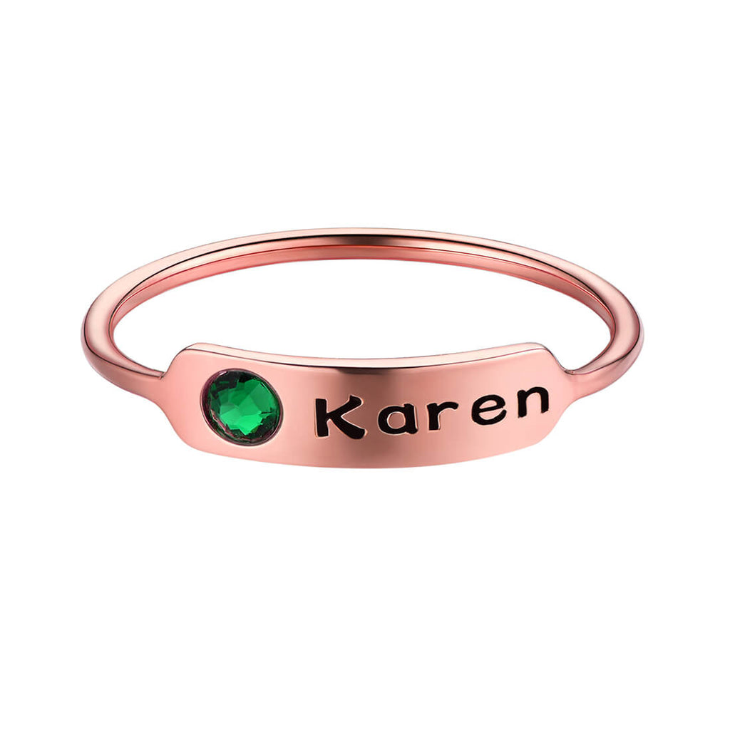 Women Solid Gold Personalized Custom Name Ring 