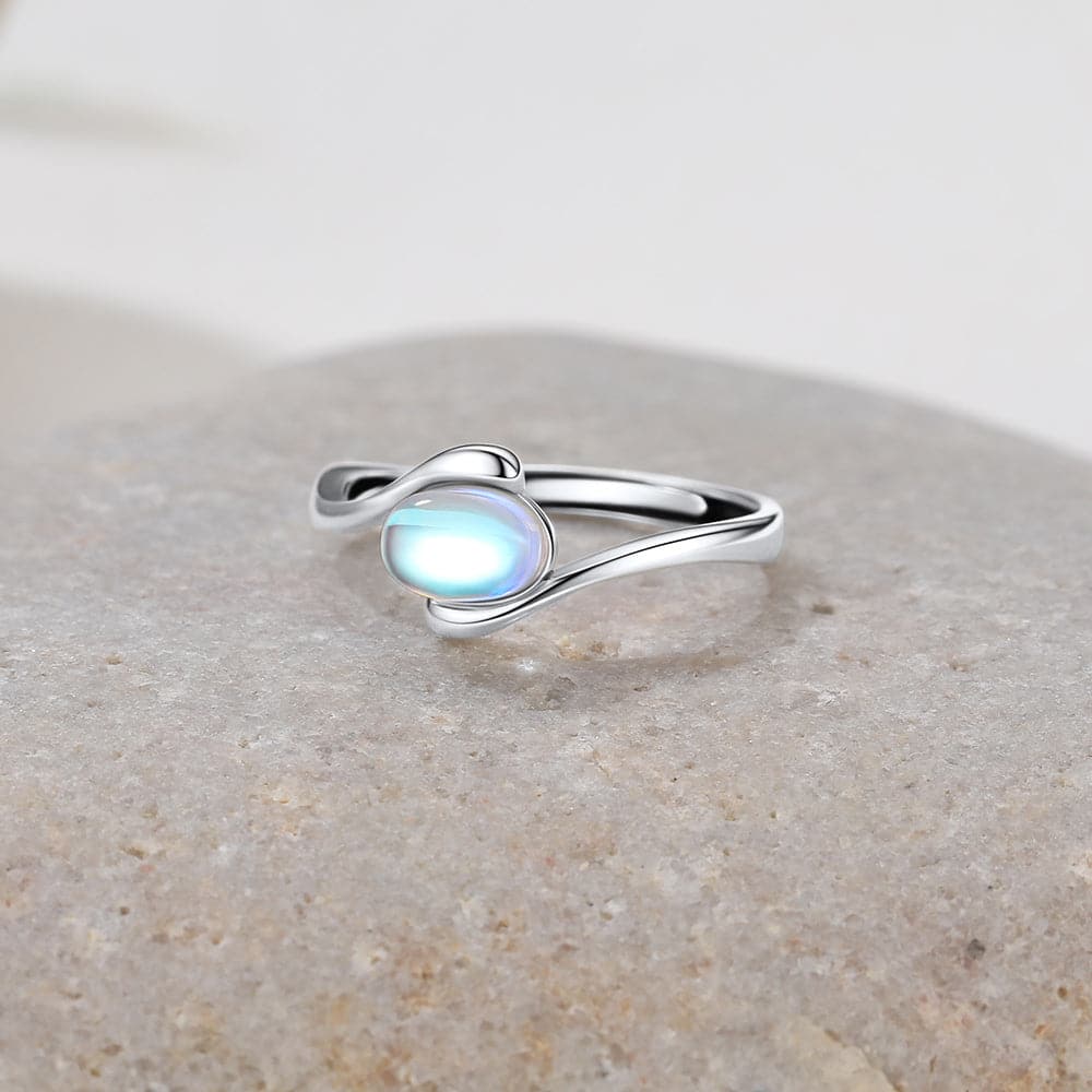 U7 Jewelry Adjustable Moonstone Rings For Women 925 Sterling Silver 