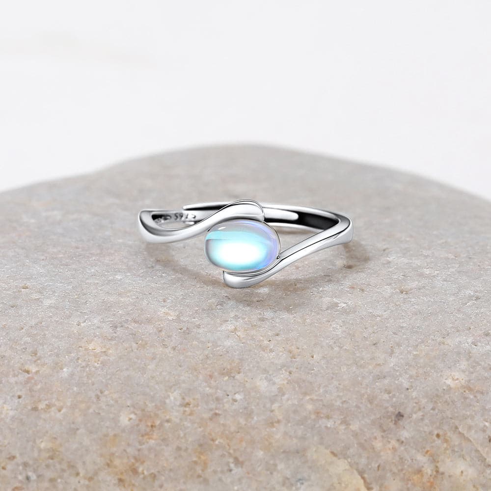 U7 Jewelry Adjustable Moonstone Rings For Women 925 Sterling Silver 