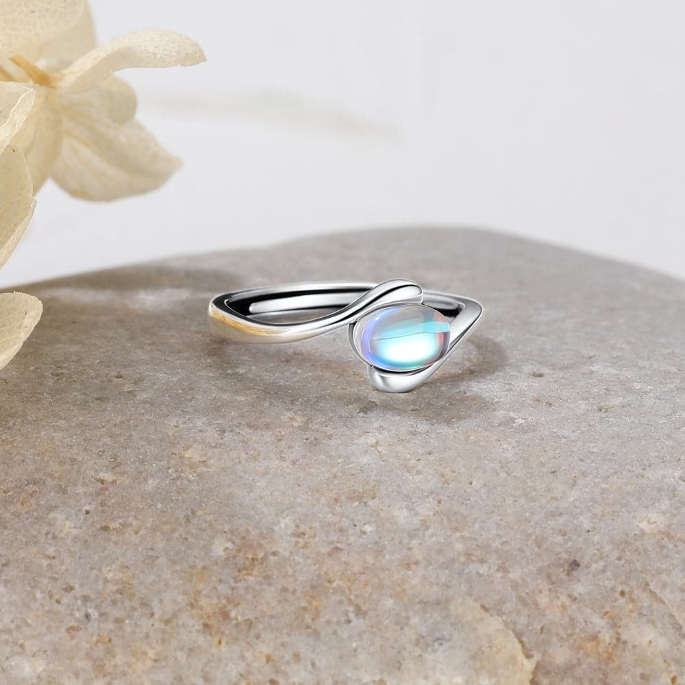 U7 Jewelry Adjustable Moonstone Rings For Women 925 Sterling Silver 