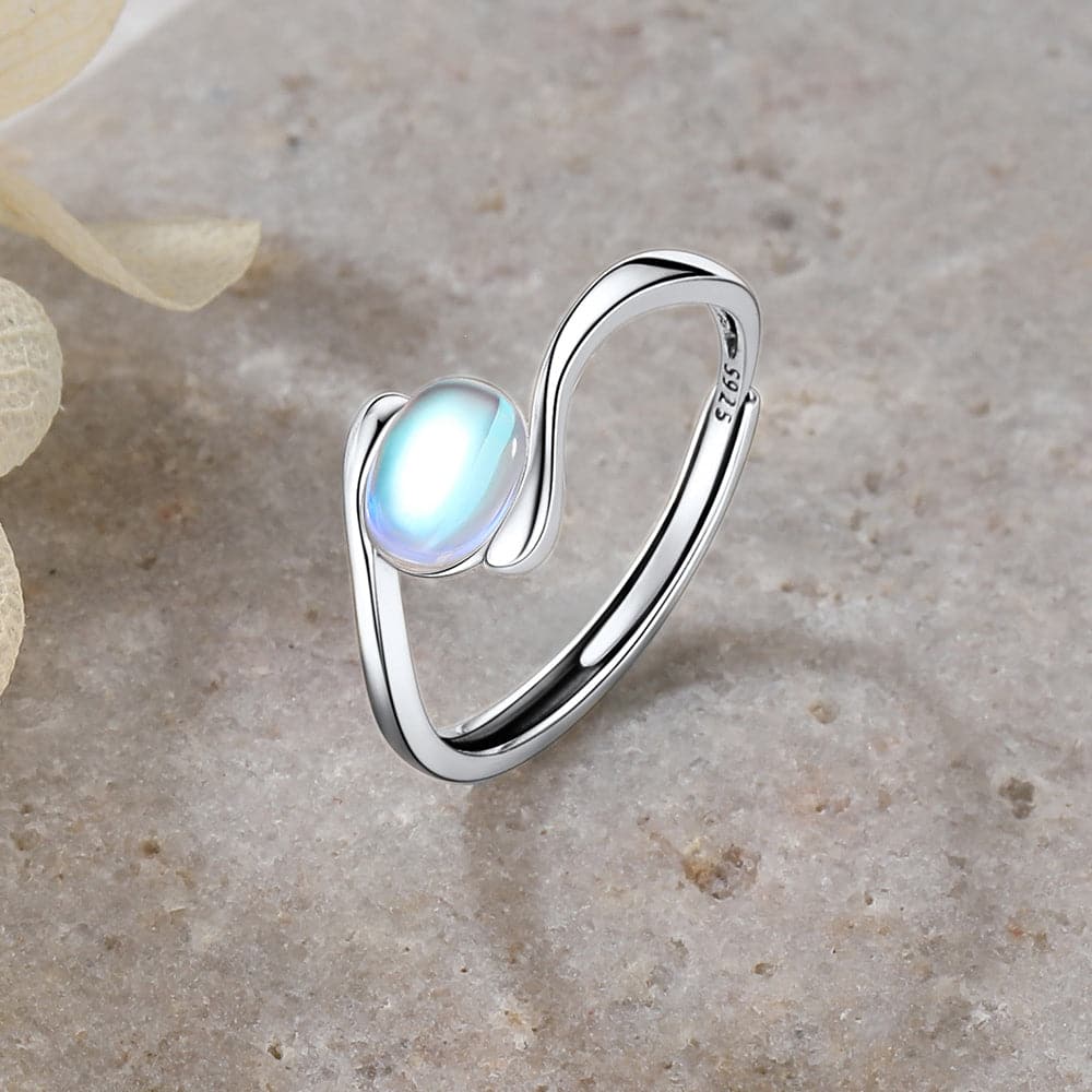 U7 Jewelry Adjustable Moonstone Rings For Women 925 Sterling Silver 