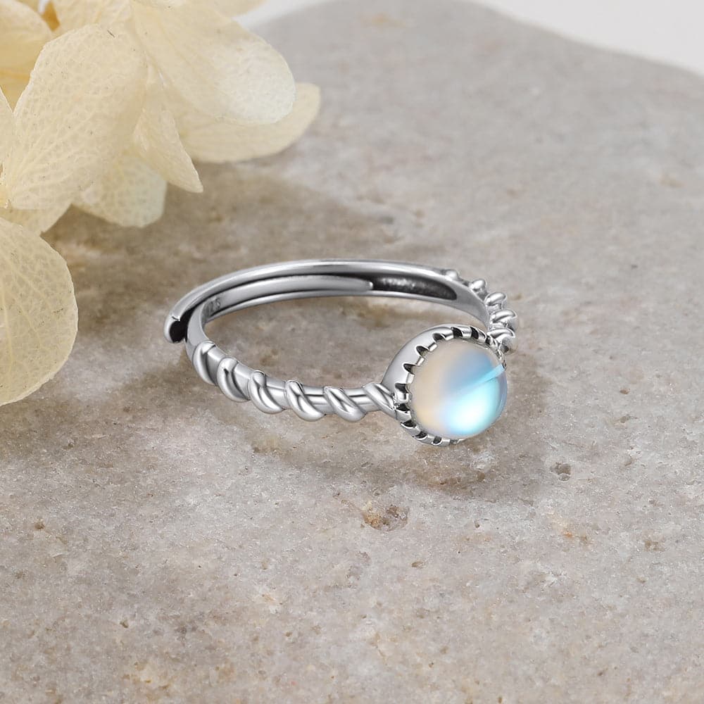 U7 Jewelry Resizable Moonstone Rings For Women 925 Sterling Silver 