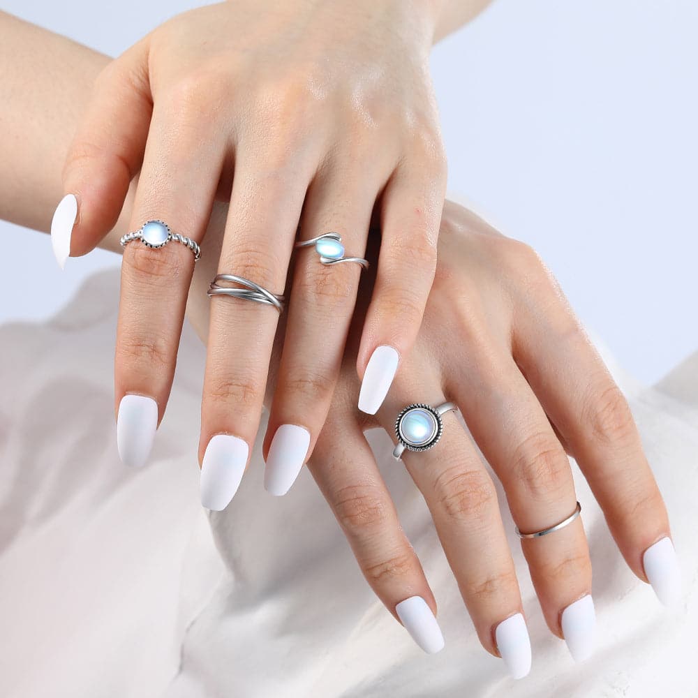 U7 Jewelry Resizable Moonstone Rings For Women 925 Sterling Silver 