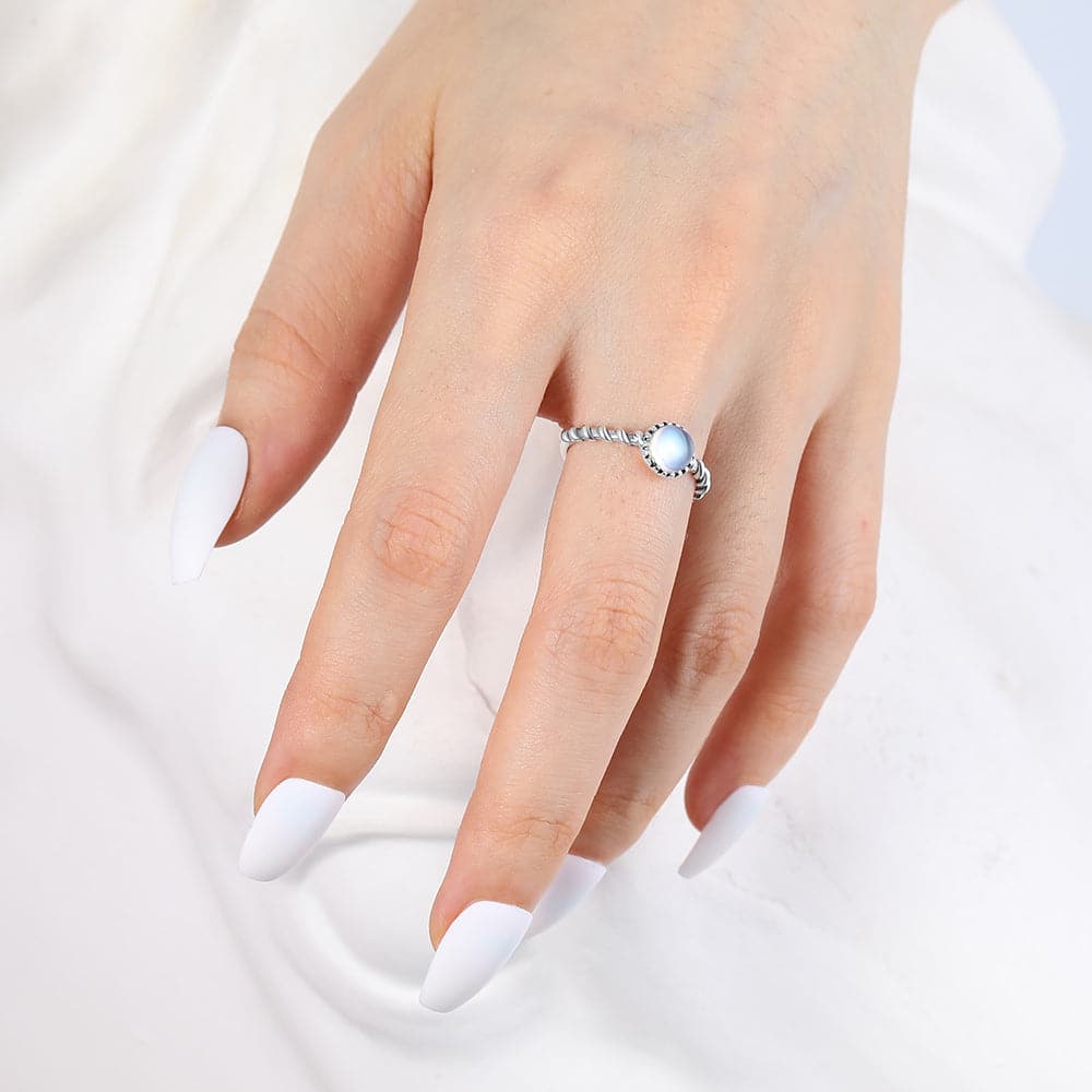 U7 Jewelry Resizable Moonstone Rings For Women 925 Sterling Silver 