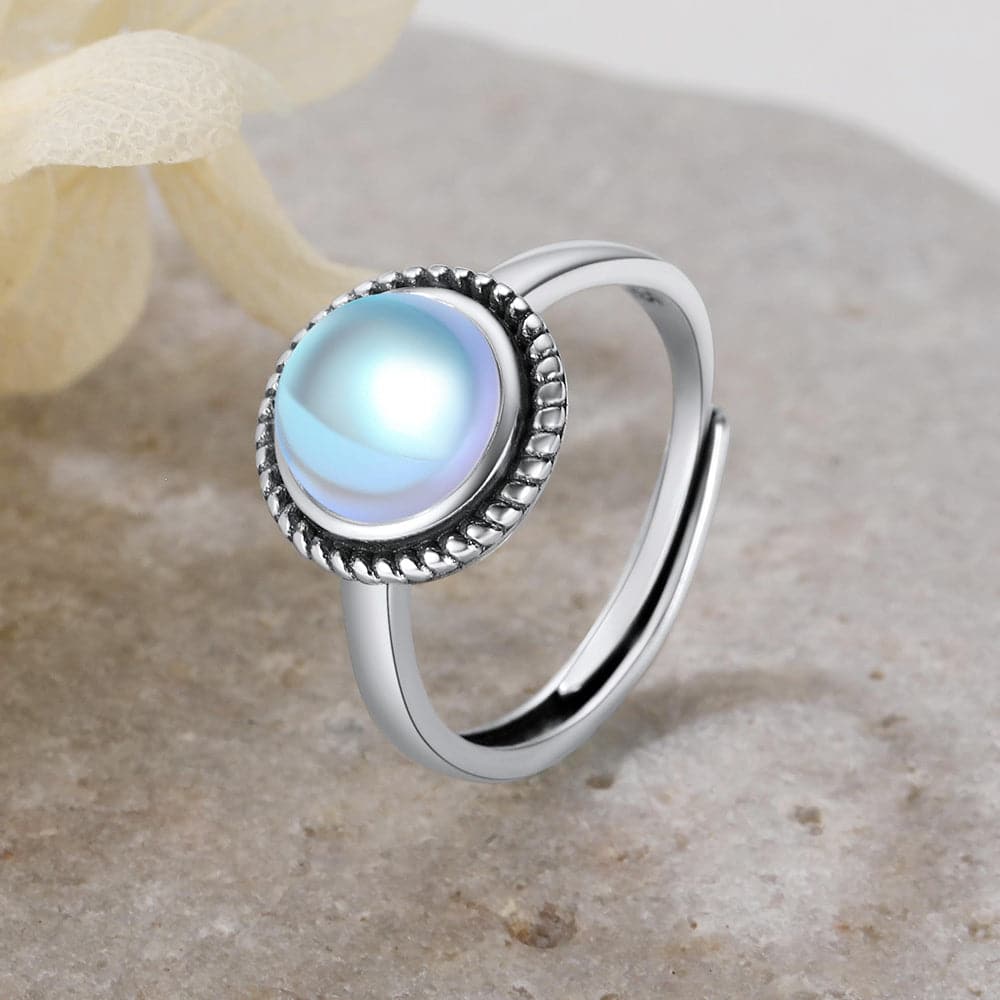 U7 Jewelry Adjustable 925 Sterling Silver Moonstone Rings For Women 