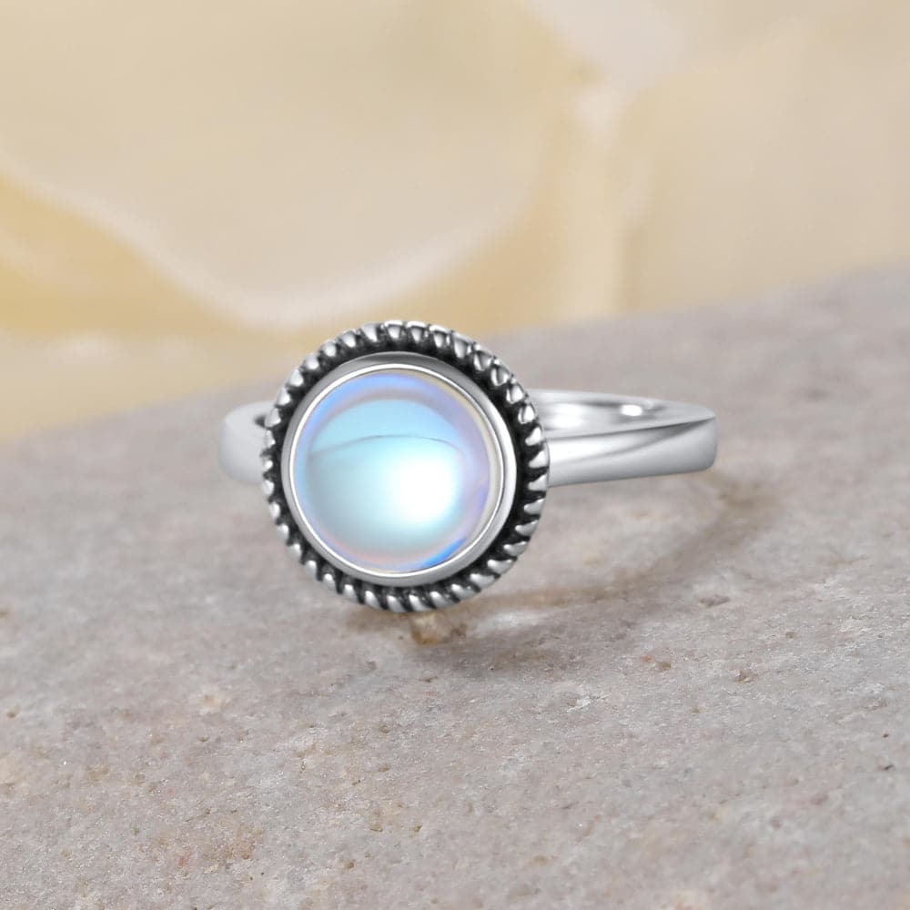 U7 Jewelry Adjustable 925 Sterling Silver Moonstone Rings For Women 