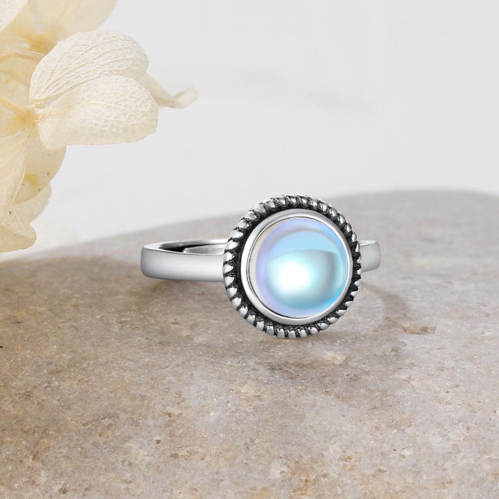 U7 Jewelry Adjustable 925 Sterling Silver Moonstone Rings For Women 