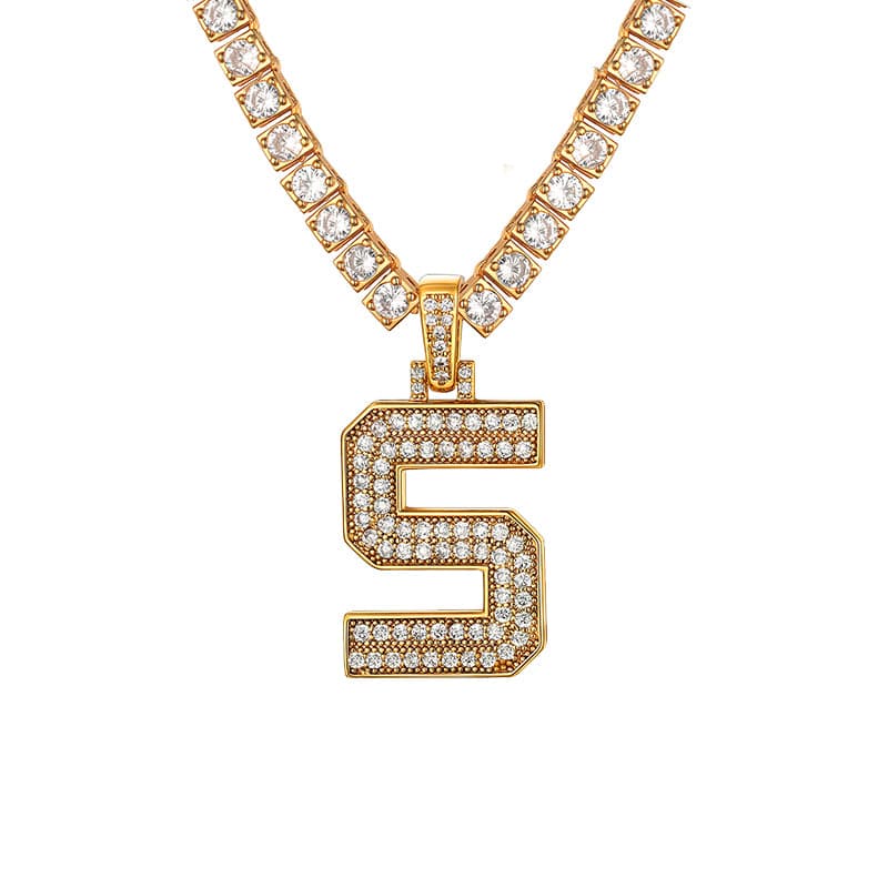 Personalized Gold Plated Full Cubic Zirconia A-Z Letter Initial Necklace 