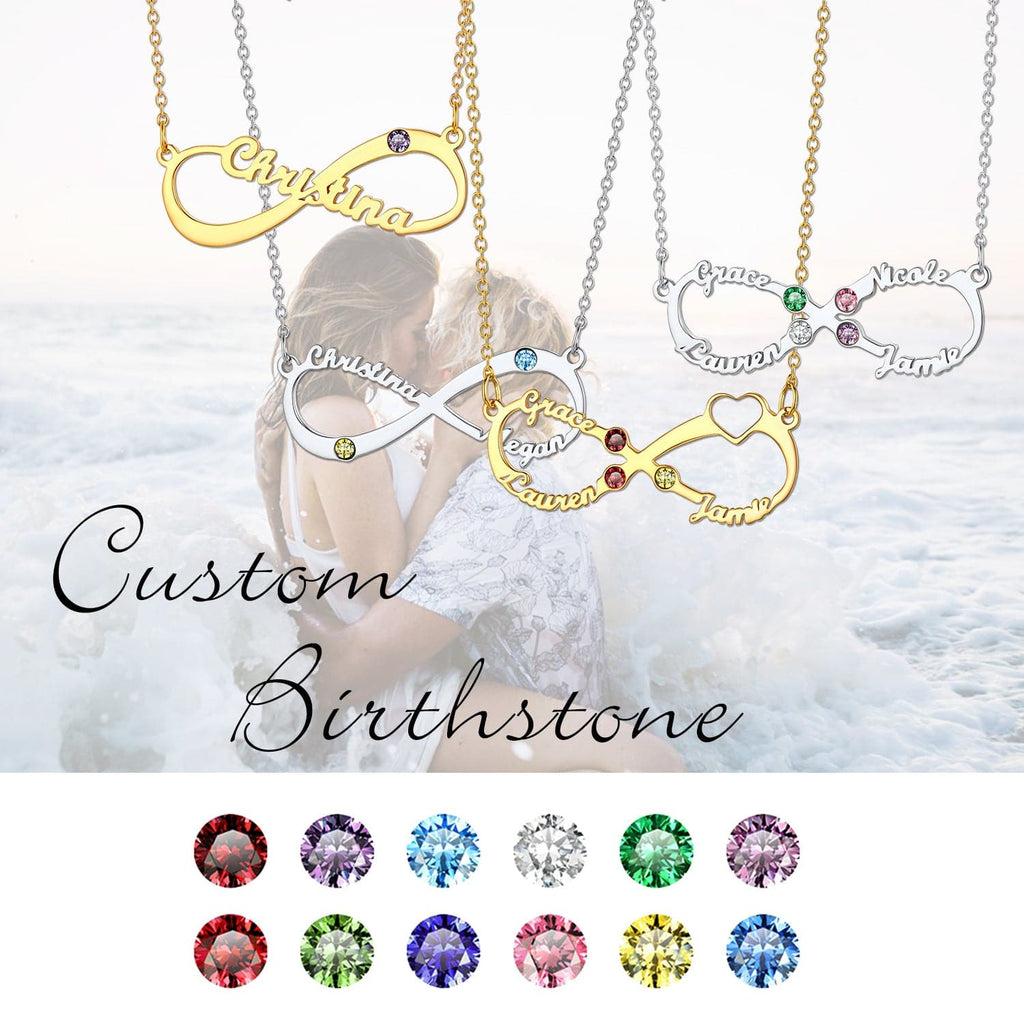 U7 Jewelry Custom Name Necklace Birthstone Infinity Name Plate Necklace 