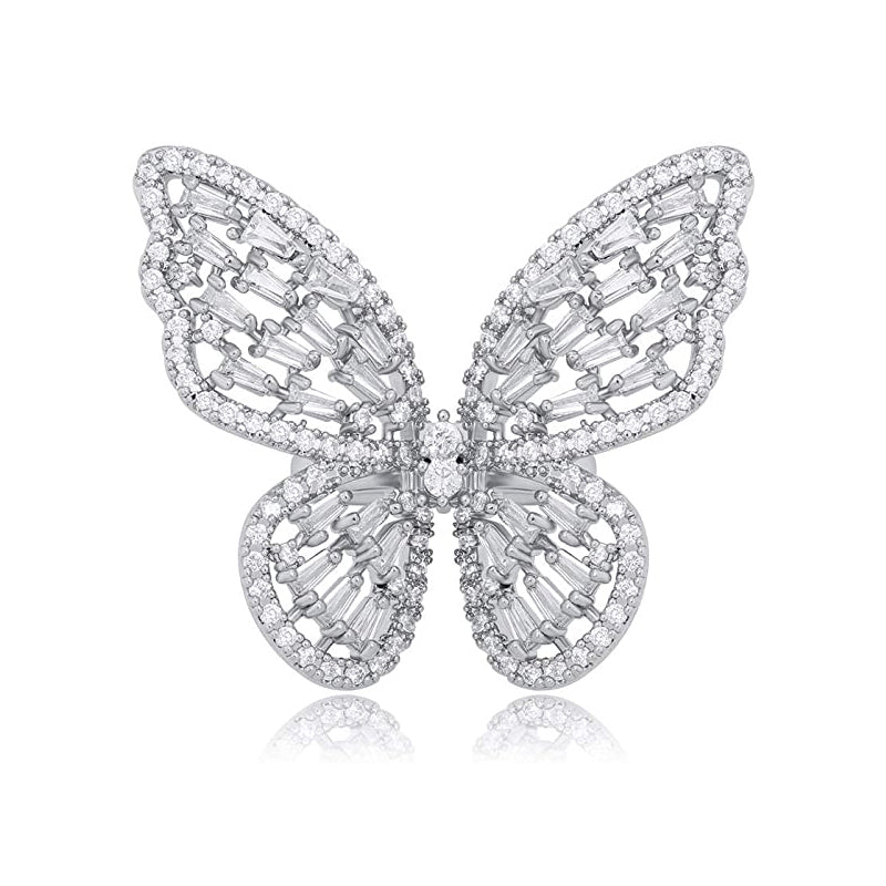 U7 Jewelry Butterfly Ring Adjustable Cubic Zirconia Rings For Women 