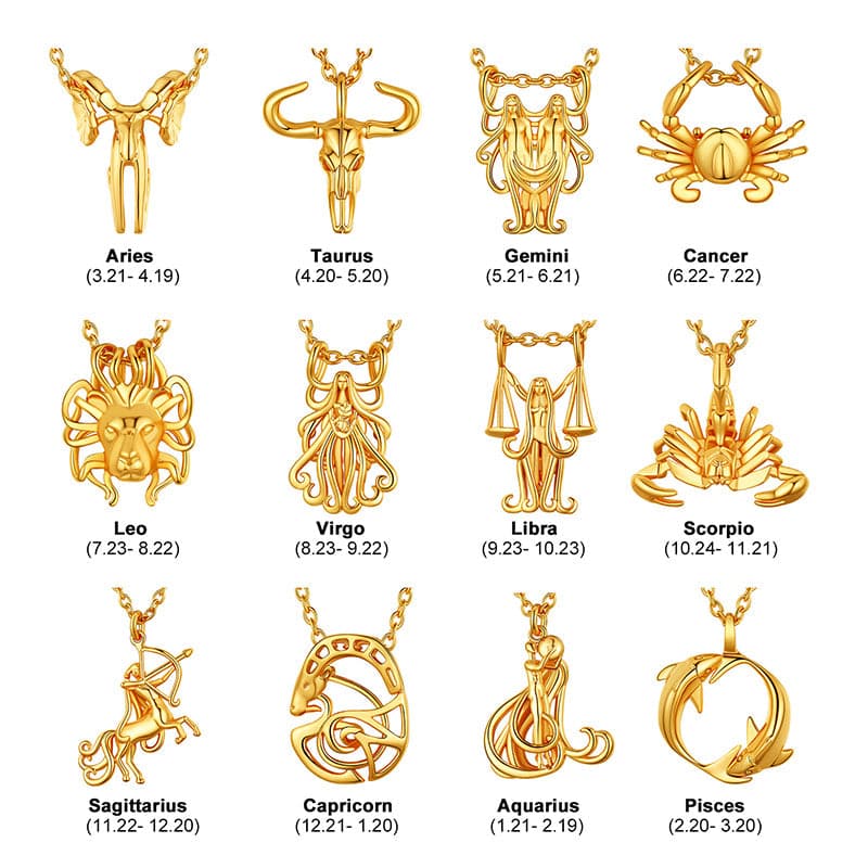 Gold Plated 12 Constellation Scorpio Necklace Zodiac Astrology Jewelry 