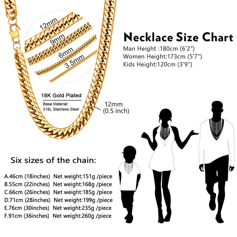 U7 Jewelry Miami Curb Chain Necklace Franco Chains for Men Women 