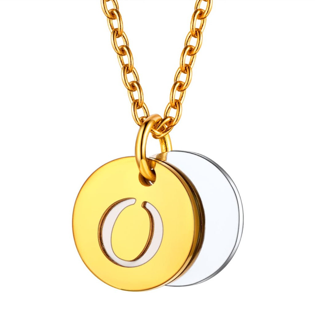 Custom Engraved Two-Tone A-Z Initial Necklace 18K Gold Plated 