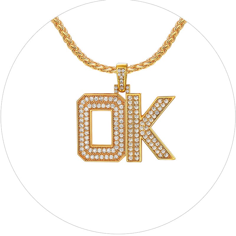 Personalized Gold Plated Full Cubic Zirconia A-Z Letter Initial Necklace 