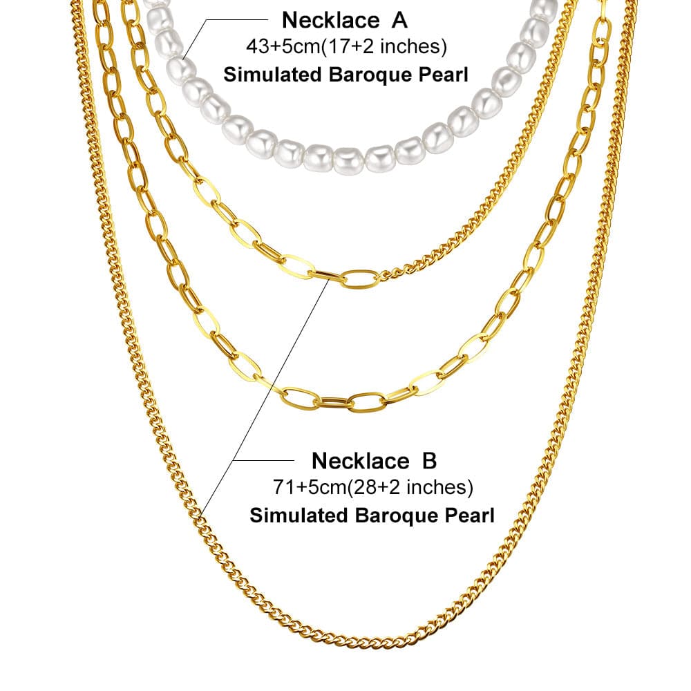 U7 Jewelry Layered Necklace Set Pearl / Multi-layer Chains Stacking Necklace 